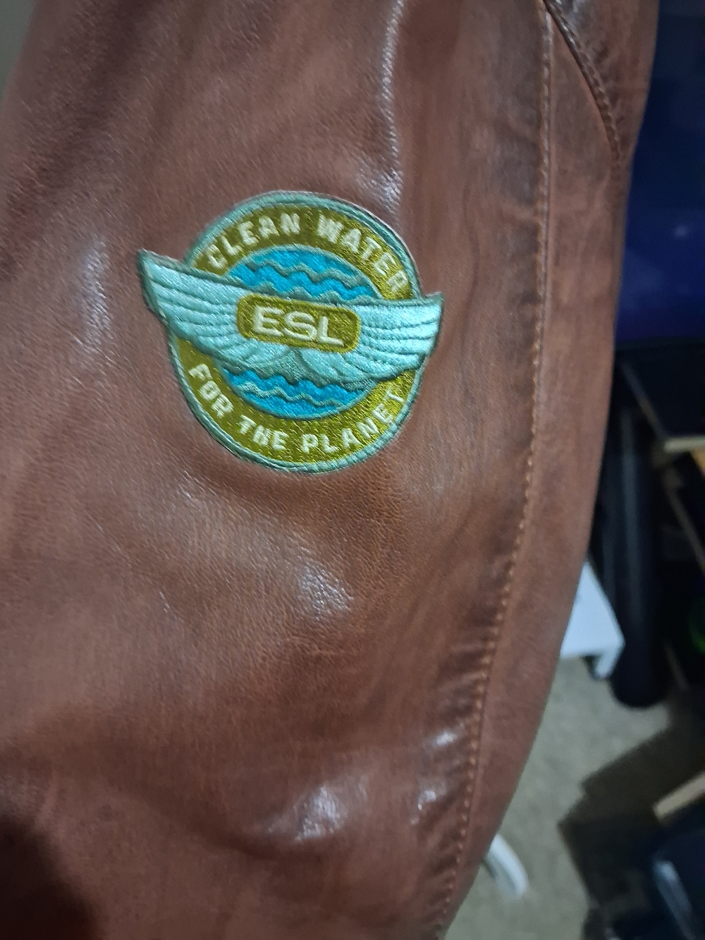 Bronco A-2 Style Men's Military Leather Jacket - Brown - Picture 6 of 9